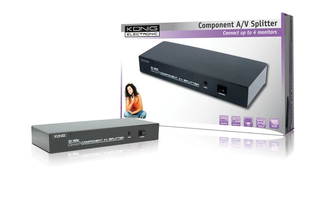 Divisor de componentes audio/vídeo de 4 puertos