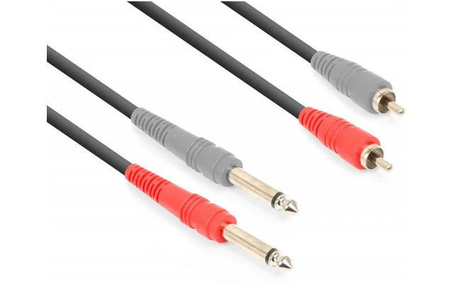 Vonyx Cable 2x jack 6.3mm Mono - 2xRCA Macho 3m