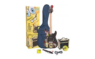 GUITARRA ELECTRICA CON AMPLIFICADOR 10W BOB ESPONJA NEGRA
