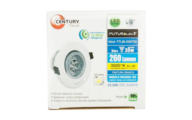 Luz descendente Futura, 3 W, 3000 K, IP23