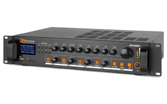 Power Dynamics PDV240MP3 PA Mixer Amplifier 240W/100V 4 zonas - Stock B