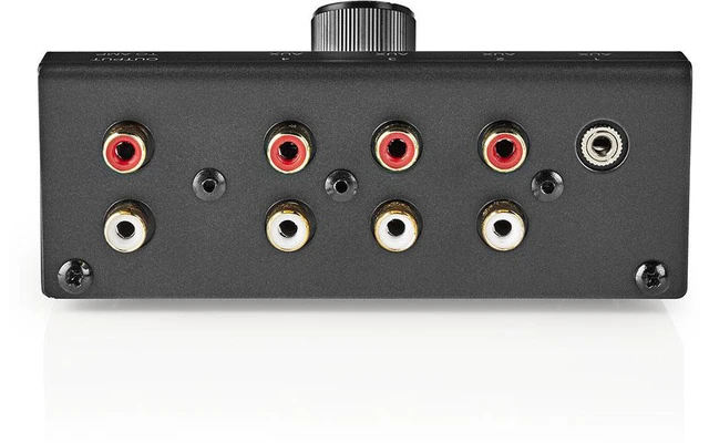 Conmutador de Audio Analógico - Hembra de 3,5 mm + 3x (2x RCA Hembra) a 2x RCA Hembra
