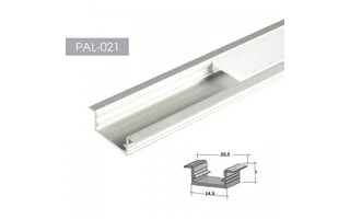 Perfil aluminio empotrar canal tipo U 7mm 2m tapa opaca