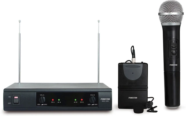 Fonestar MSH-209 - Doble micrófono inalámbrico mano y petaca VHF