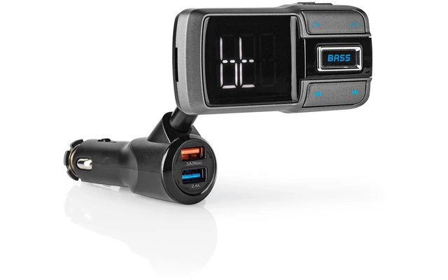 Transmisor FM para Coche - Bluetooth ® - Potenciación de graves - Ranura para Tarjeta MicroSD - 