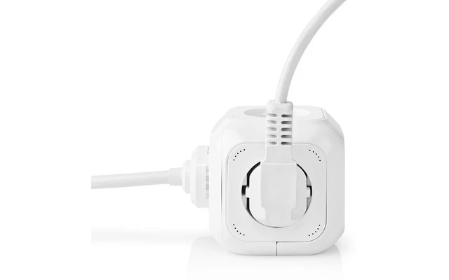 Regleta Cúbica - 4 Tomas Schuko - 2x USB - 1,5 m 3x 1,5 mm² - Blanca