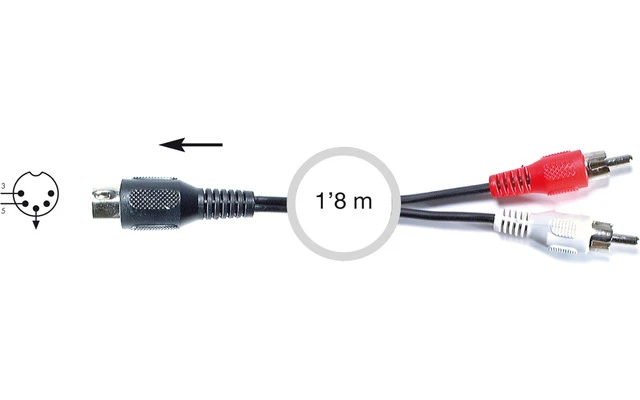 Conector de audio 5 DIN macho a 2 RCA macho