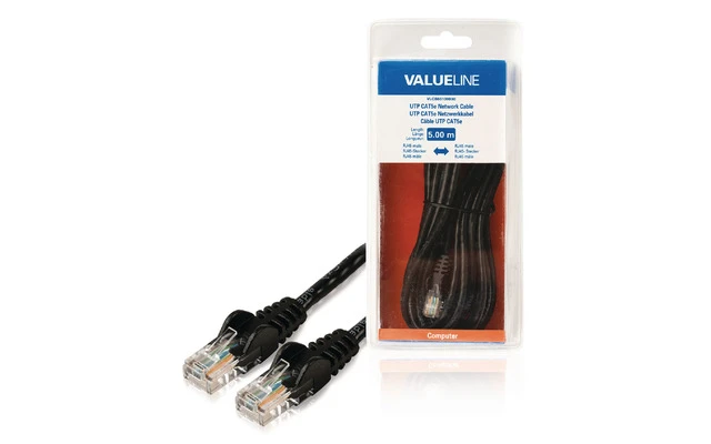 Cable de red UTP CAT5e, RJ45 macho – RJ45 macho, 5,00 m, negro
