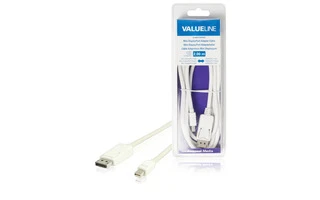 Cable adaptador mini DisplayPort, mini DisplayPort macho - DisplayPort macho, blanco 2,00 m