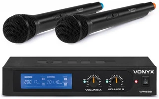 Vonyx WM522 Microfono inalambrico VHF 2 canales con 2 micros de mano