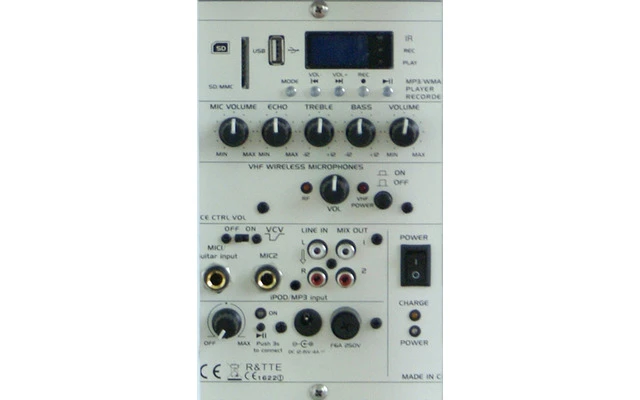Ibiza Sound PORT10VHF Blanco Bluetooth + Microfonos inalambricos + USB / SD
