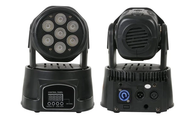 MINI CABEZA MÓVIL - 7x LED RGBW DE 10W - COLOR NEGRO