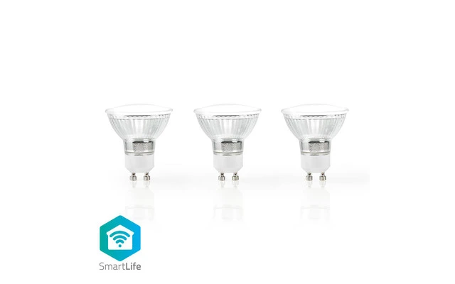 Bombilla LED Inteligente con Wi-Fi - Blanco Cálido - GU10 - Paquete de 3 unidades - Nedis WIFILW