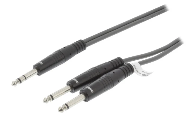 Cable de Audio Estéreo Macho de 6,35 mm - 2x Macho de 6,35 mm de 3,0 m Gris Oscuro - Sweex SWOP2