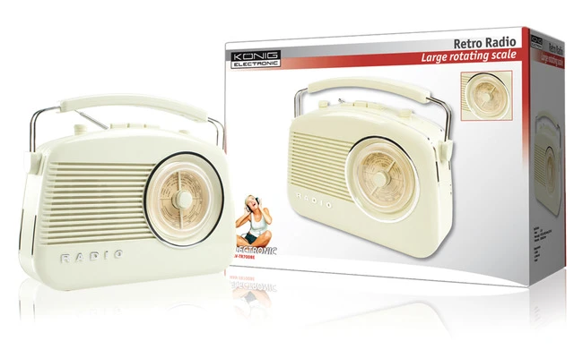 Radio AM/FM de diseño retro en color marfil