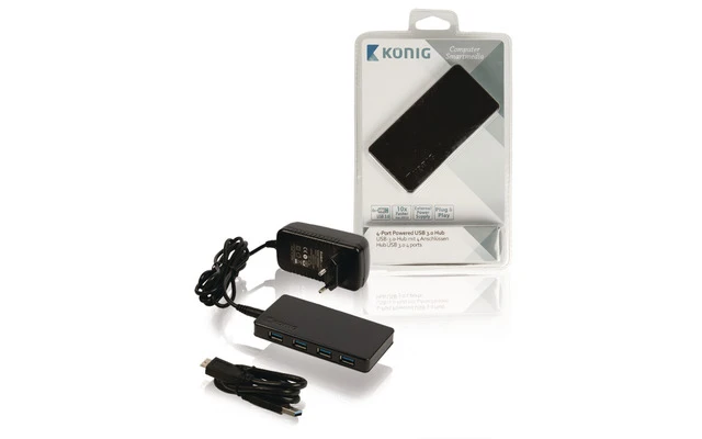 Concentrador de 4 tomas USB 3.0 con alimentación