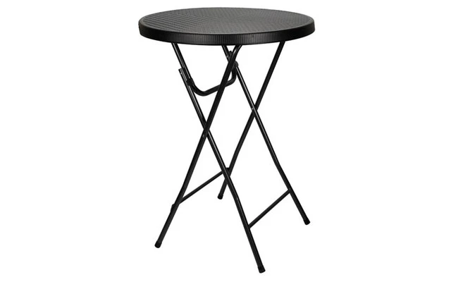 Mesa plegable - redonda - imitación ratán - Ø 80 x 110 cm