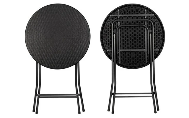 Mesa plegable - redonda - imitación ratán - Ø 80 x 110 cm