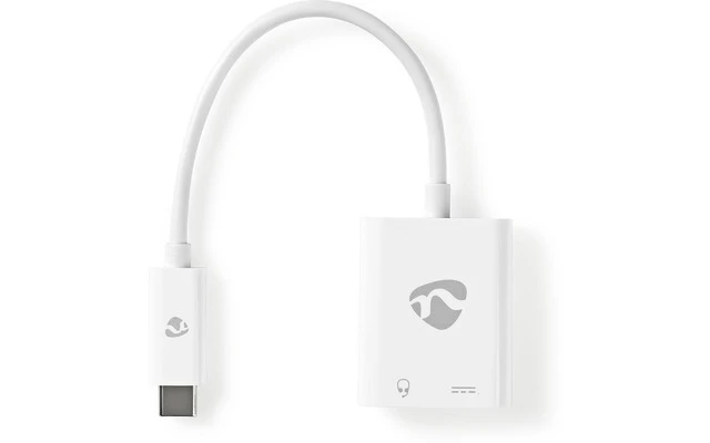 Adaptador USB-C - USB-C Macho a 3,5 mm Hembra + USB-C Hembra - 0,15 m - Blanco - Nedis CCBW65955