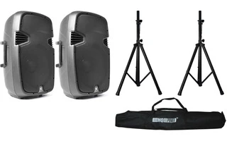 2x Vonyx SPJ-1500A - 15" / 800 W + Pareja de trípodes con bolsa