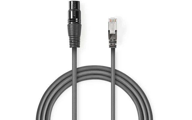 Cable Adaptador DMX - XLR de 3 pines hembra - RJ45 macho - 0,3 m - Gris