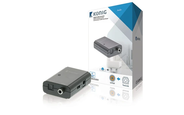 Convertidor de audio digital TosLink hembra- S/PDIF hembra, gris oscuro
