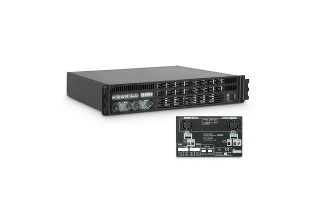 Ram Audio S 4004 X OVER Amplificador de PA 4 x 980 W 2 Ohmios con Módulo procesador analógico