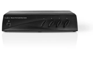 Conmutador AV - 4x (RWY) + 4x S-Video - 1x RCA (RWY) + Salida de Auriculares Hembra - Negro