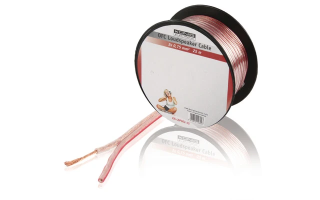 Cable OFC para altavoz 2x 0.75MM²  25m KÖNIG