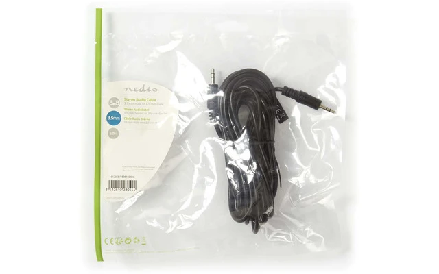 Cable de Audio Estéreo - Macho de 3,5 mm - Macho de 3,5 mm - 5,0 m - Negro - Nedis CAGP22000BK50