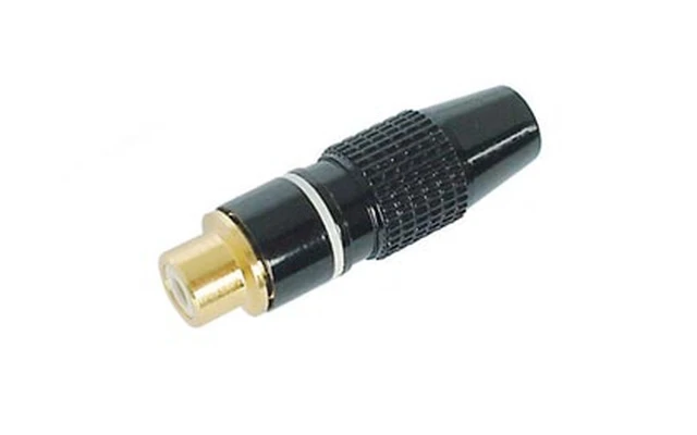 CONECTOR RCA HEMBRA - PUNTA DORADA - CAJA METÁLICA NEGRA - BLAN