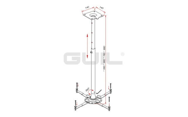 Guil PTR-15/G Soporte telescópico para truss con abrazadera de aluminio ABZ-29 para video proyec