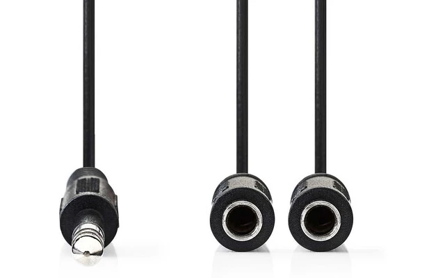 Cable de Audio Estéreo - Macho de 6,35 mm - 2x 6,35 mm hembra - 0,2 m - Negro
