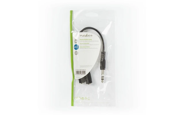 Cable de Audio Estéreo - Macho de 6,35 mm - 2x 6,35 mm hembra - 0,2 m - Negro
