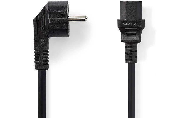 Cable de Alimentación de 3 x 1,5 mm² - Schuko Macho en Ángulo - IEC-320-C13 - 10 m - Negro
