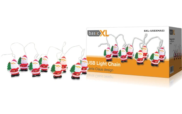 Tira de luces USB Papá Noel con 8 luces