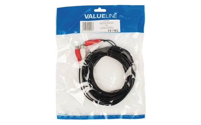 Cable de extensión de audio estéreo 2 RCA macho - 2 RCA hembra - 5 Metros