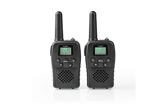 Walkie-Talkie - Alcance de 10 km - 8 Canales - VOX - Pilas recargables - 2 Unidades - Negro