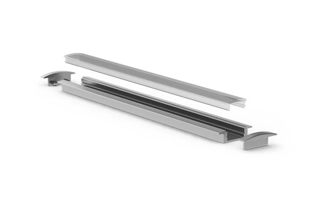 RECESSED SLIMLINE 7 mm - PERFIL DE ALUMINIO PARA CINTAS DE LEDs - PARA EMPOTRAR - PLATEADO - 2 m