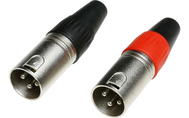 Conector XLR de 3 pines macho, pareja rojo / negro