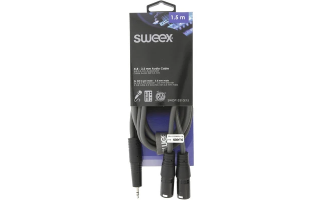 2x Cable XLR Estéreo Macho de 3 Pines - Macho de 3,5 mm y 1,5 m Gris Oscuro