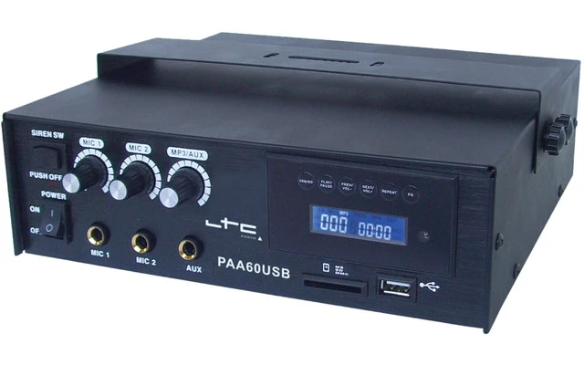 LTC Audio PAA60USB - Amplificador megafonia 3 canales 60W USB/SD/MP3