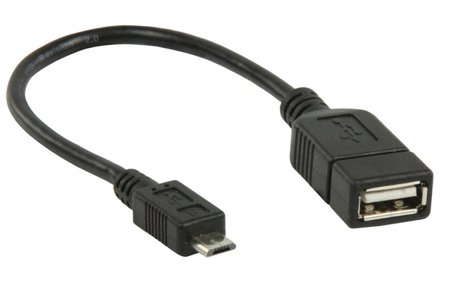Cable adaptador USB, USB 2.0 A hembra - USB 2.0 micro B macho OTG, negro 0,20 m