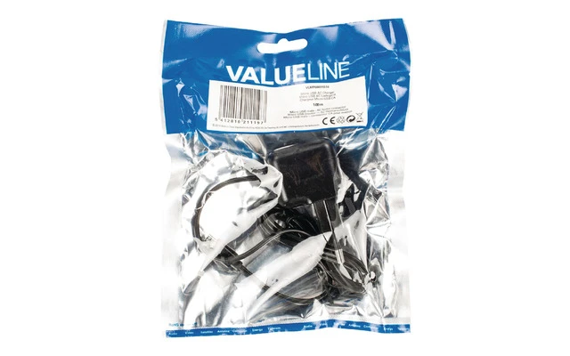 Cargador de CA micro USB, Micro USB macho - conector de CA doméstico, 1 m, de color negro 2.1A -