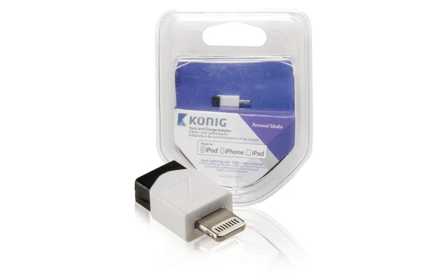 Adaptador de carga y sincronización de conector Lightning de 8 pines macho a USB 2.0 Micro B hem