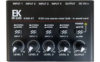 EK Audio KAM-4T - Mezclador de canales con Interface de audio USB-c 