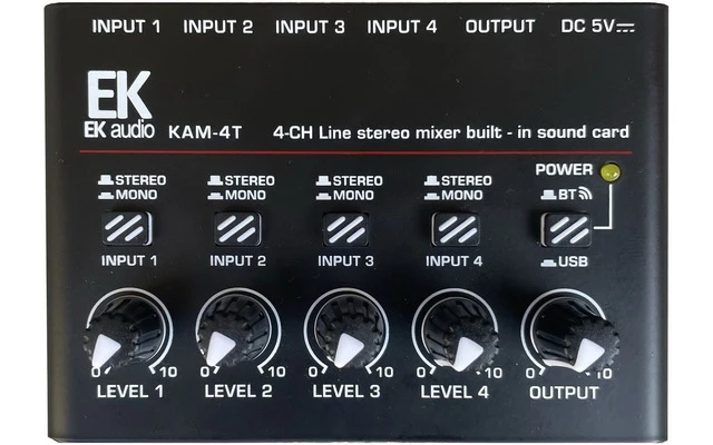 EK Audio KAM-4T - Mezclador de canales con Interface de audio USB-c 