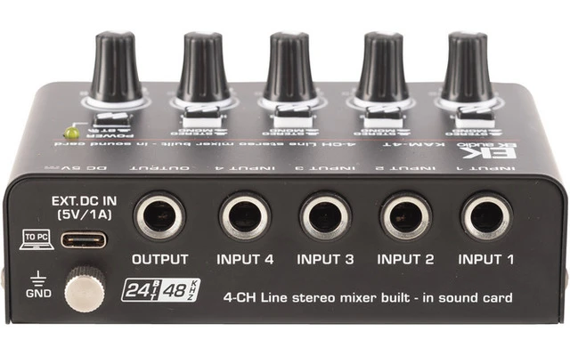 EK Audio KAM-4T - Mezclador de canales con Interface de audio USB-c 