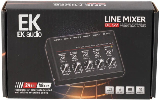 EK Audio KAM-4T - Mezclador de canales con Interface de audio USB-c 