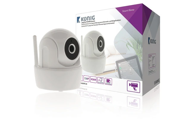 Cámara WiFi ABS con panorámica/inclinación y resolución de 720p en color blanco para SAS-CLALARM